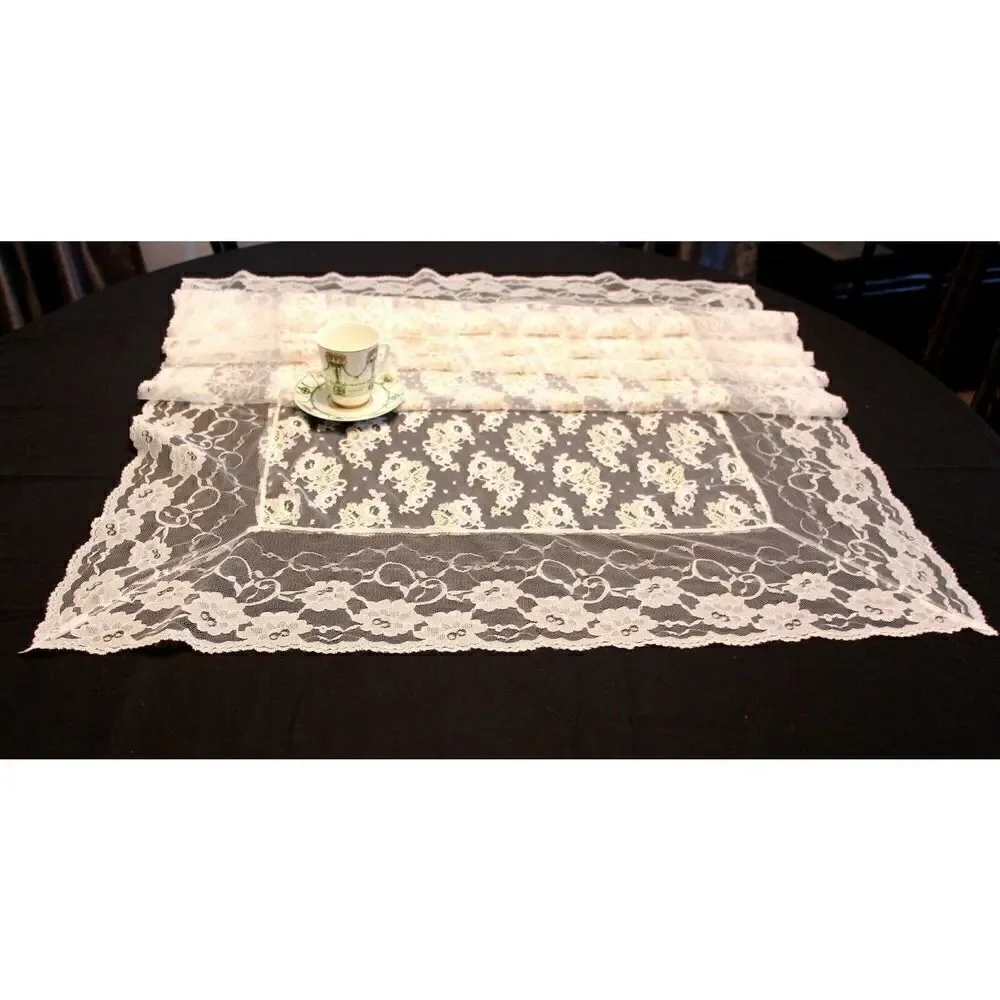 NEW BIG LONG WHITE GOLD LACE MANTEL DRESSER SCARF TABLE RUNNER